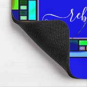 ステンドグラスとトンボパーソナライズされたウズラ マウスパッド (コーナー)