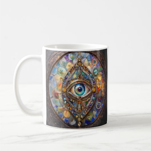 ステンドグラスとブロンズの第三の眼 コーヒーマグカップ (左)