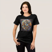 ステンドグラスとブロンズの第三の眼 トライブレンドTシャツ (正面全面)