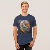ステンドグラスとブロンズの第三の眼 トライブレンドＴシャツ (正面全面)