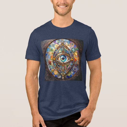 ステンドグラスとブロンズの第三の眼 トライブレンドＴシャツ (正面)