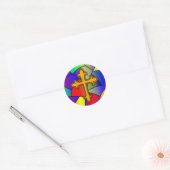 ステンドグラスと十字宗教 ラウンドシール (封筒)