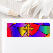 ステンドグラスと十字宗教 ラベル (インサイチュ)