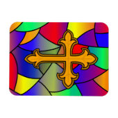 ステンドグラスと十字架 マグネット (横)