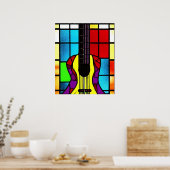 ステンドグラスにモザイクギター ポスター (キッチン)