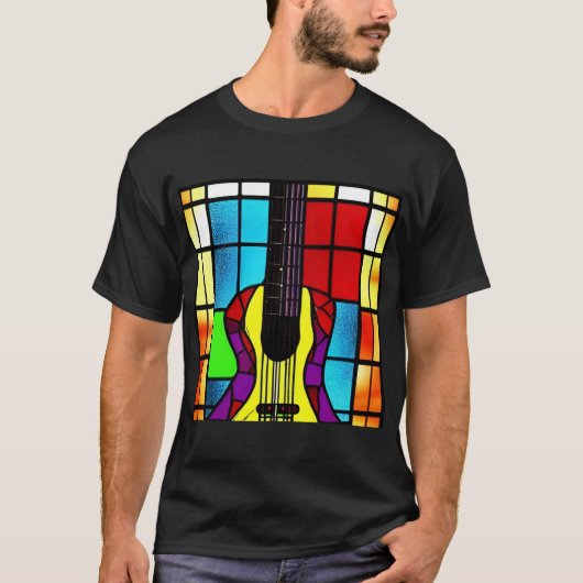 ステンドグラスにヴィンテージギター Tシャツ (正面)
