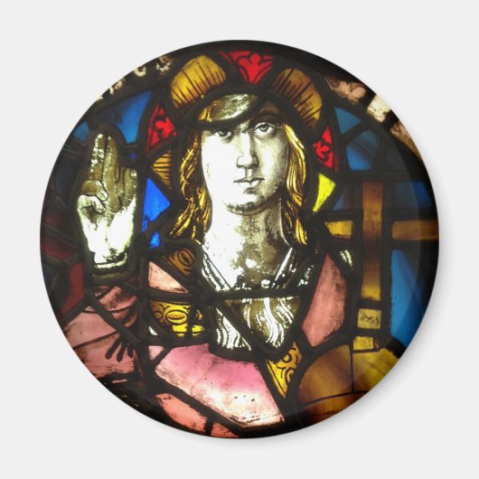 ステンドグラスに入った聖ジョージ・ザ・ドラゴンスレヤー マグネット (正面)