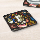 ステンドグラスに描かれた聖ジョージ・ザ・ドラゴン層 コースター (左側)