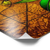 ステンドグラスに描かれた金ゴールドの蘭 フォトプリント (角)