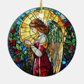 ステンドグラスに飾られたクリスマスの天使 セラミックオーナメント (裏面)