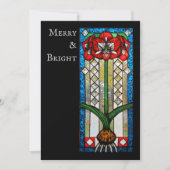 ステンドグラスのアマリリス ホリデーとクリスマス シーズンカード (正面)