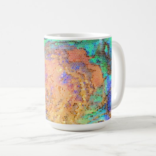 ステンドグラスのアワビのシェル抽象芸術モザイク コーヒーマグカップ (正面右)