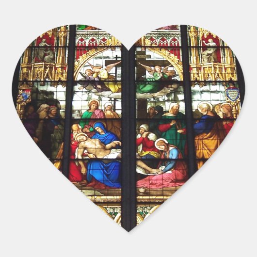 ステンドグラスのイメージ ハートシール (正面)