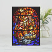 ステンドグラスのウィンドウをパーソナライズするメッセージ出生 シーズンカード (スタンド正面)
