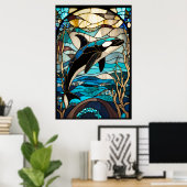 ステンドグラスのオルカ ポスター (ホームオフィス)