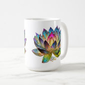 ステンドグラスのカラフルな蓮の花 コーヒーマグカップ (正面右)