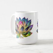 ステンドグラスのカラフルな蓮の花 コーヒーマグカップ (正面左)