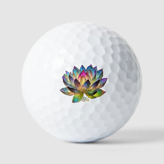 ステンドグラスのカラフルな蓮の花 ゴルフボール (正面)