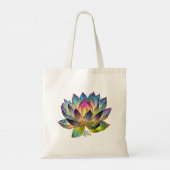 ステンドグラスのカラフルな蓮の花 トートバッグ (裏面)