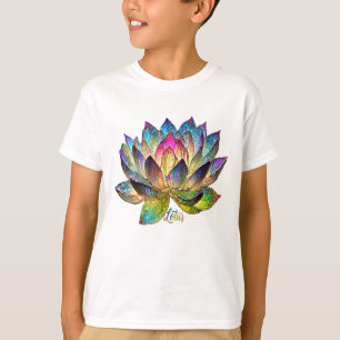 ステンドグラスのカラフルな蓮の花 Tシャツ