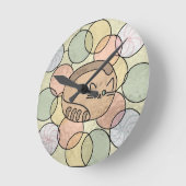 ステンドグラスのキャンディー猫 ラウンド壁時計 (傾斜)