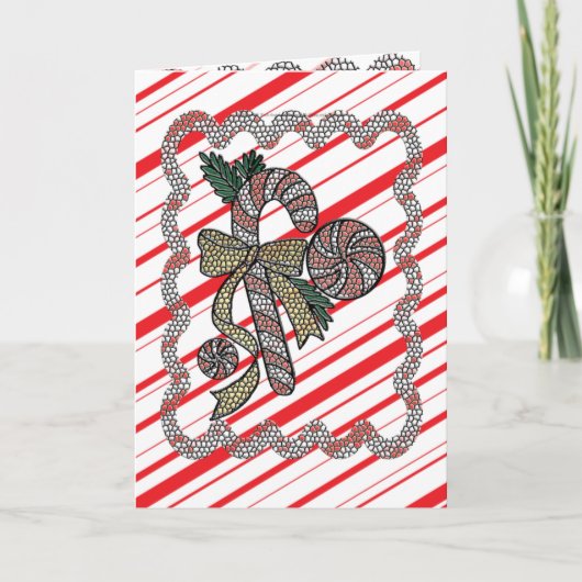 ステンドグラスのキャンディ・ケーンカード前部 シーズンカード (正面)