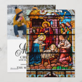 ステンドグラスのキリストの降誕の場面 シーズンカード (正面/裏面)