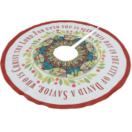 ステンドグラスのクリスマスのリースのルークの2:11の詩 ブラッシュドポリエステルツリースカート