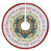 ステンドグラスのクリスマスのリースのルークの2:11の詩 ブラッシュドポリエステルツリースカート (正面)