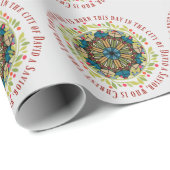 ステンドグラスのクリスマスのリースのルークの2:11の詩 ラッピングペーパー (ロールコーナー)