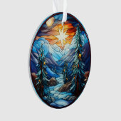 ステンドグラスのクリスマスの風景 オーナメント (正面)