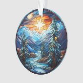 ステンドグラスのクリスマスの風景 オーナメント (正面)