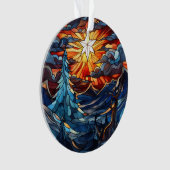 ステンドグラスのクリスマスの風景 オーナメント (正面)