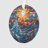 ステンドグラスのクリスマスの風景 オーナメント (正面)