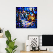 ステンドグラスのクリスマスアートポスター ポスター (ホームオフィス)