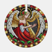ステンドグラスのクリスマスエンジェル ハープを弾く ガラスオーナメント (裏面)