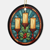 ステンドグラスのクリスマスキャンドル セラミックオーナメント (左)