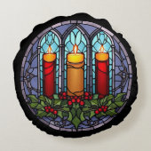 ステンドグラスのクリスマスキャンドル ラウンドクッション (裏面)
