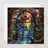 ステンドグラスのクリスマスグリーティングカード (正面/裏面)