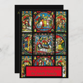 ステンドグラスのクリスマスグリーティング シーズンカード (正面/裏面)