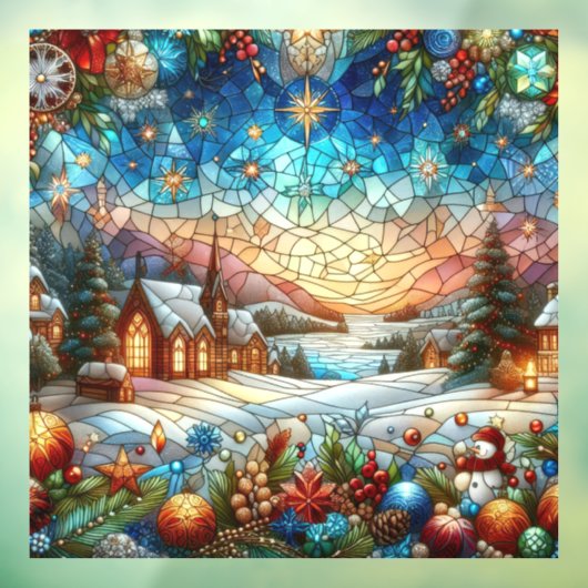 ステンドグラスのクリスマスシーンウィンドウの貼り付け ウィンドウサイン (シート3)