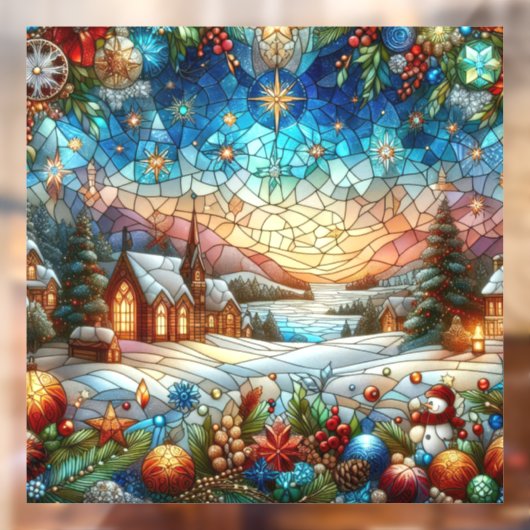 ステンドグラスのクリスマスシーンウィンドウの貼り付け ウィンドウサイン (シート2)