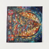 ステンドグラスのクリスマスツリーのタペストリー タペストリー (正面(横))