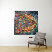 ステンドグラスのクリスマスツリーのタペストリー タペストリー (インサイチュ(横))