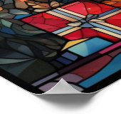 ステンドグラスのクリスマスツリーのポスター ポスター (角)