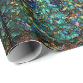 ステンドグラスのクリスマスツリー包装紙 ラッピングペーパー (ロールコーナー)