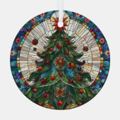 ステンドグラスのクリスマスツリー ガラスオーナメント (裏面)