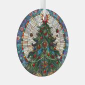 ステンドグラスのクリスマスツリー ガラスオーナメント (正面右)