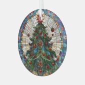 ステンドグラスのクリスマスツリー ガラスオーナメント (正面左)