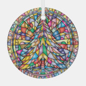 ステンドグラスのクリスマスツリー ガラスオーナメント (正面)